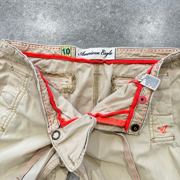Vintage Y2K American Eagle baggy wide leg Tan Sz 10 cargo pants Gorpcore Skater - Picture 3 of 12